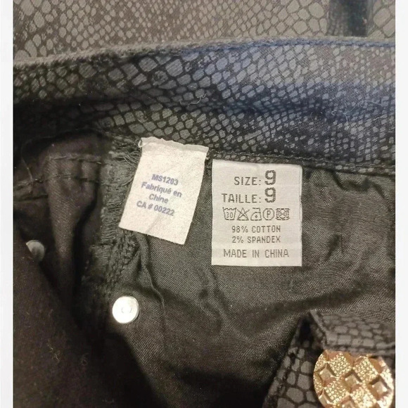 Way Black Snake Skin Print Jeans Size  9 - Picture 6 of 6